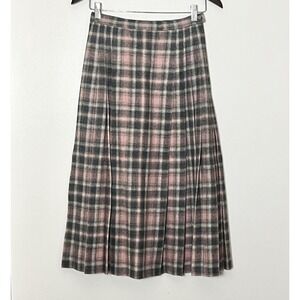 VNTG Pendleton Skirt Women's 6P Pink Plaid 100% Virgin Wool Pleated Made In USA